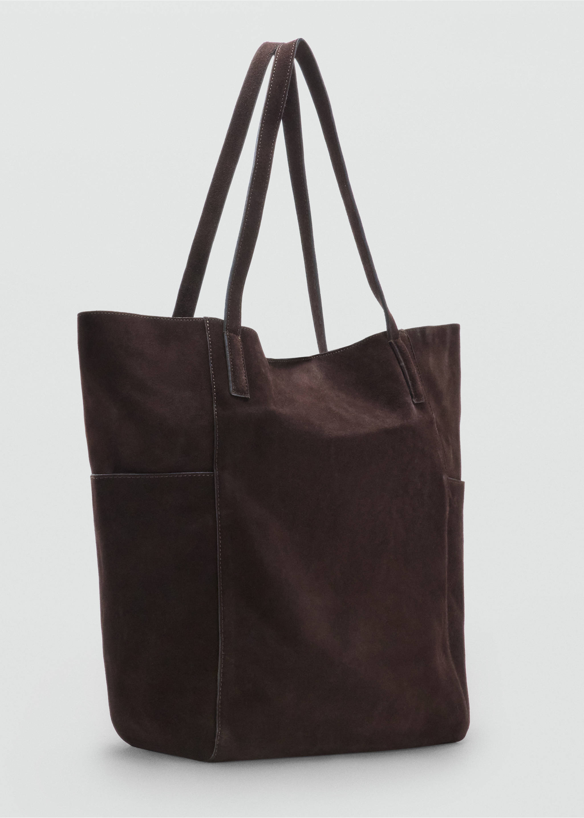 Leather shopper bag - Medium plane, Chocolate. Ref: 37044444-00.