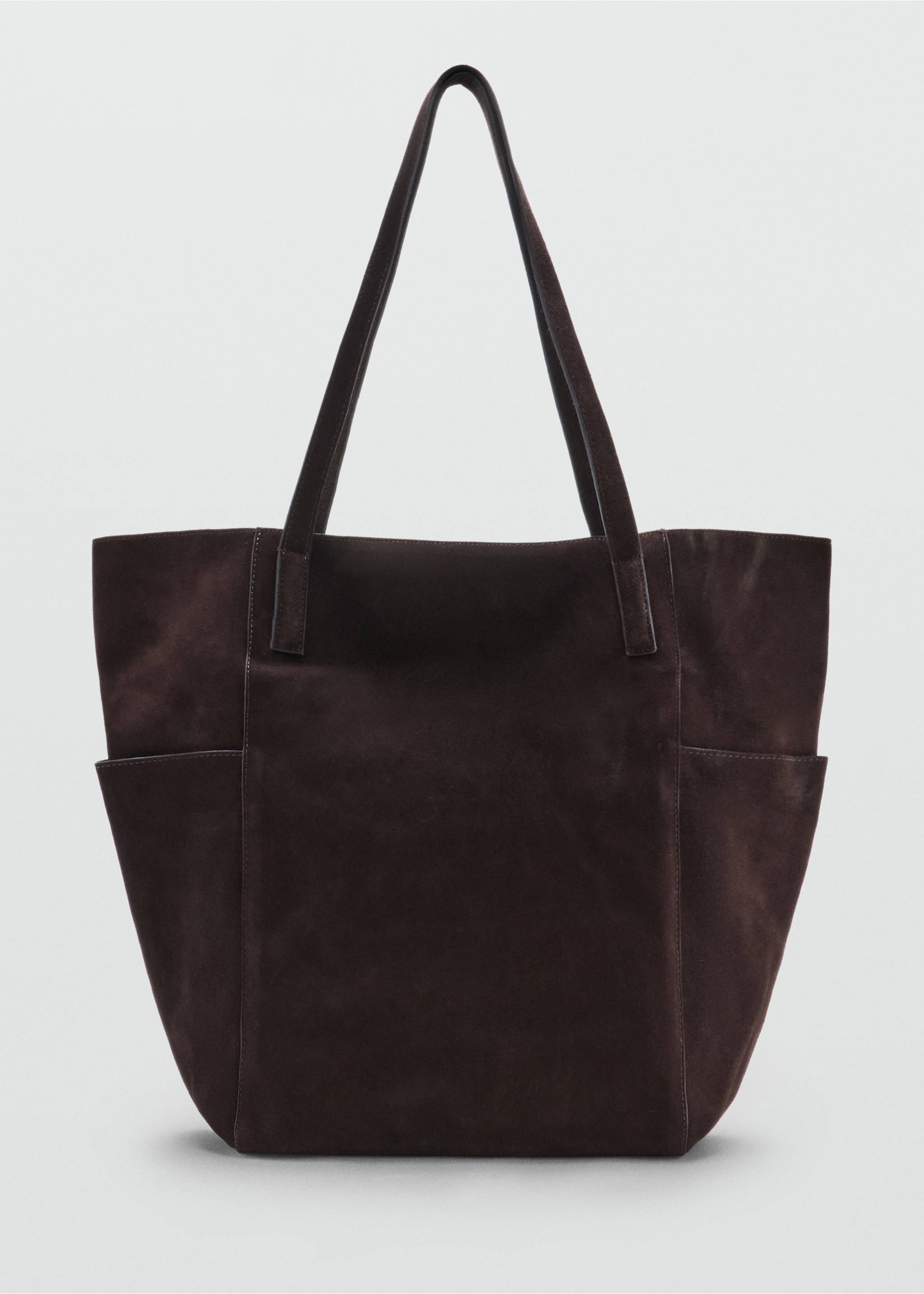 Leather shopper bag - Article without model, Chocolate. Ref: 37044444-00.