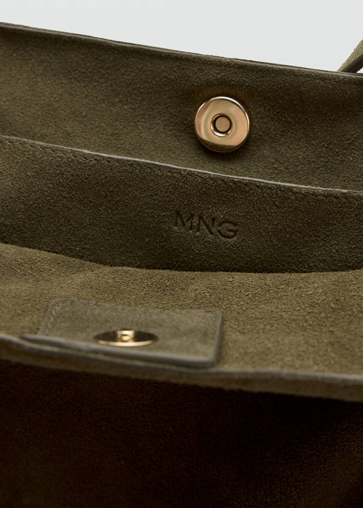 Leather shopper bag — Khaki
