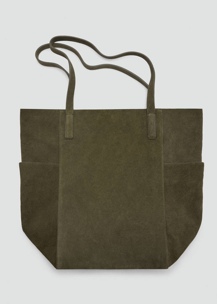 Leather shopper bag — Khaki