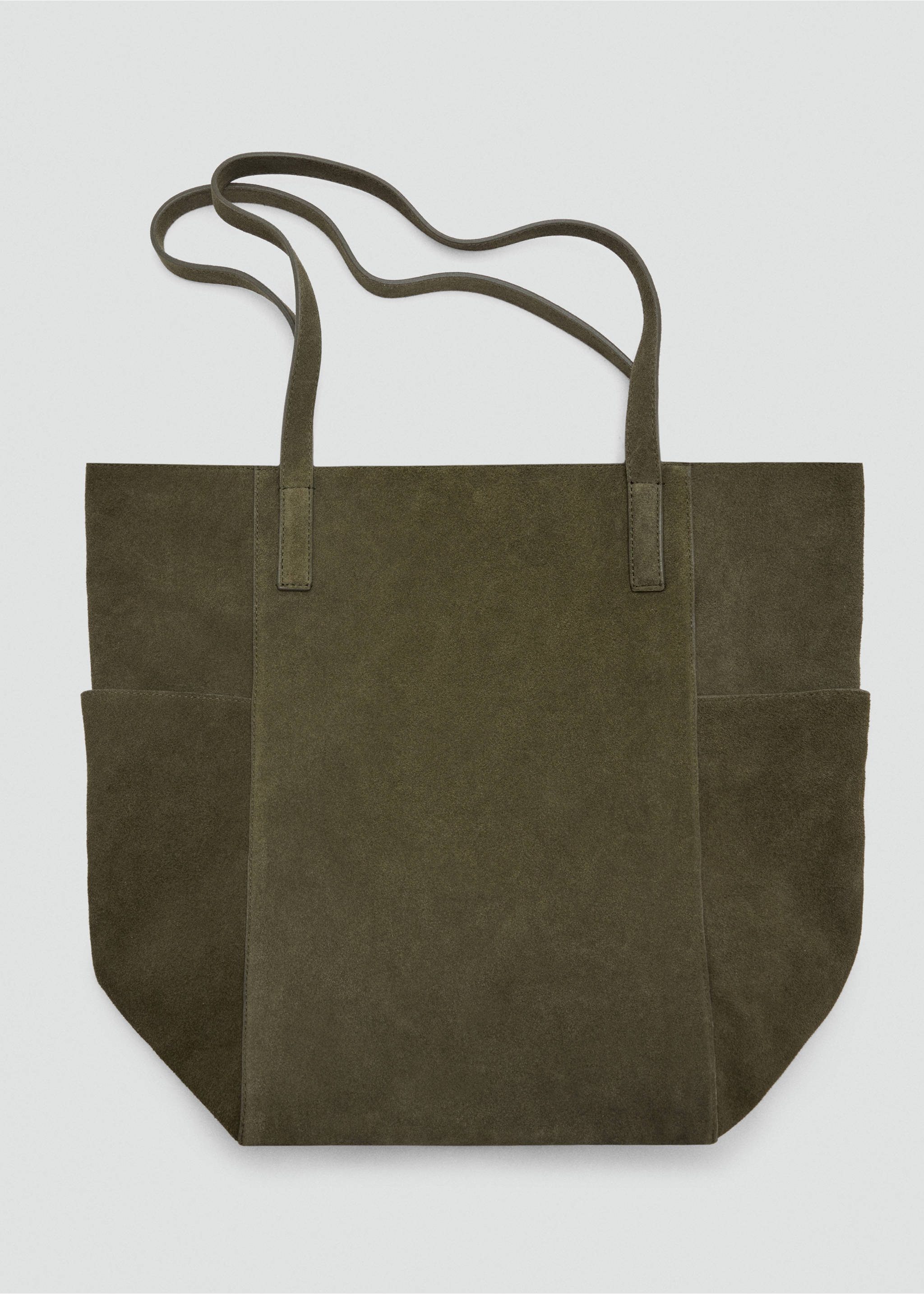 Leather shopper bag - Details of the article 3, Khaki. Ref: 37044444-00.