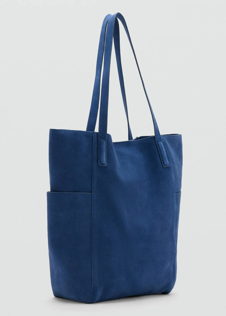 Leather shopper bag — Vibrant blue