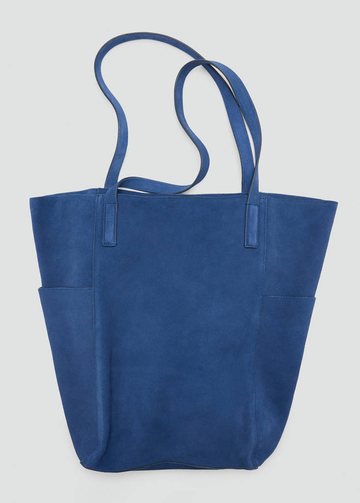 Leather shopper bag — Vibrant blue