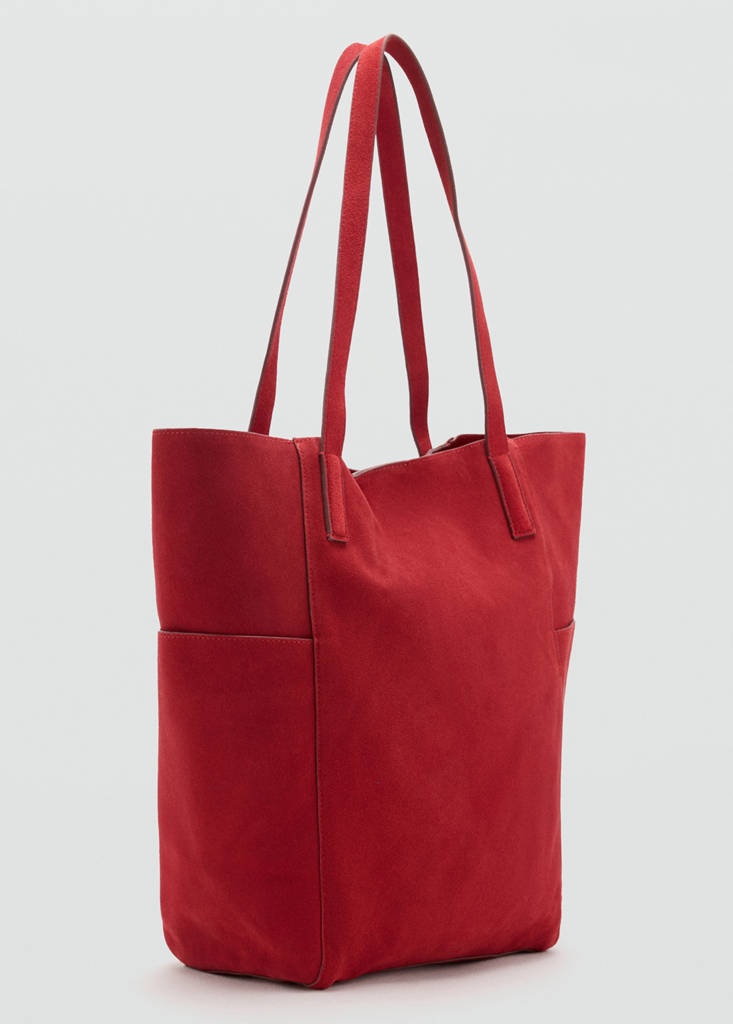 Leather shopper bag — Red