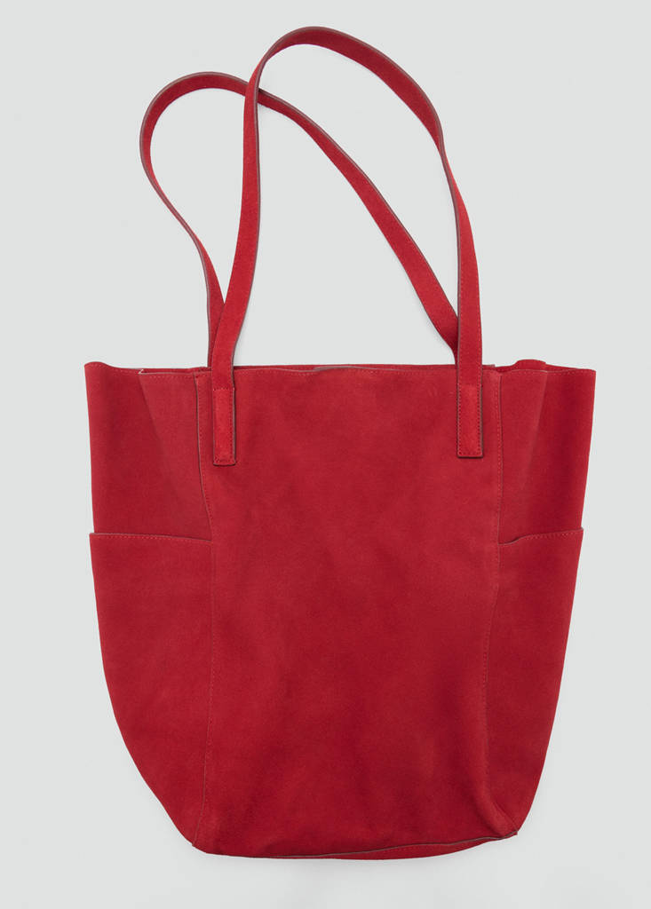 Leather shopper bag — Red