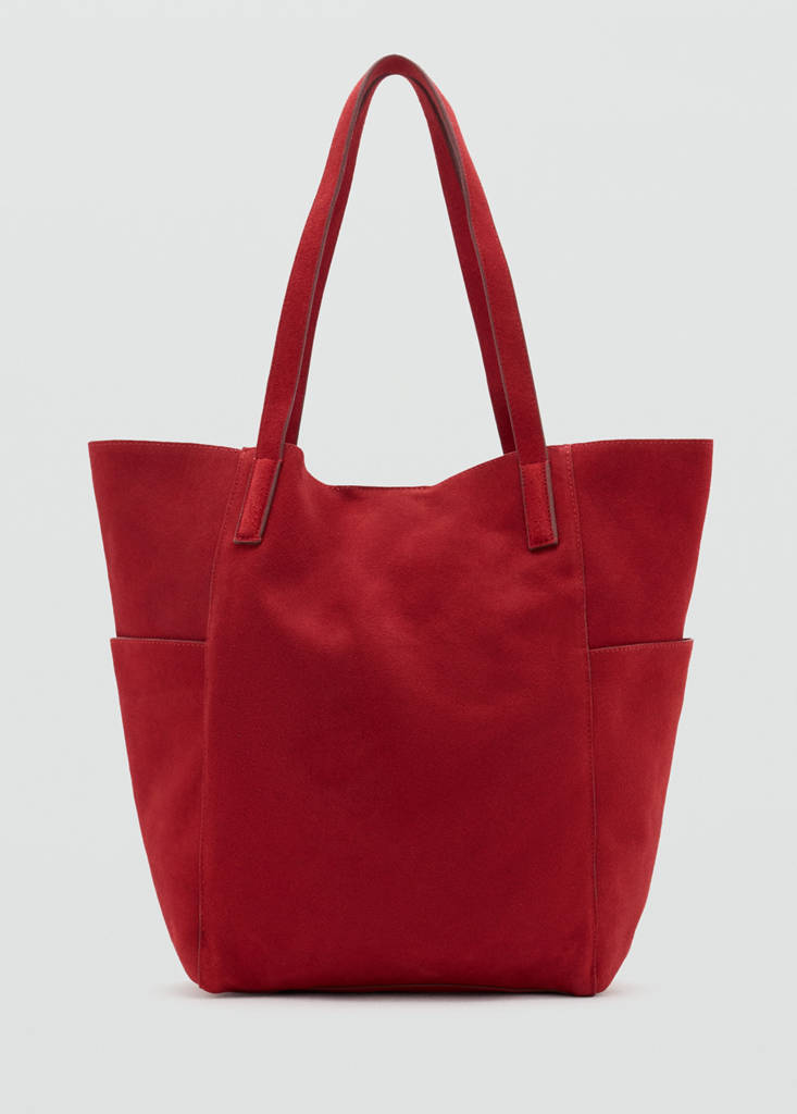 Leather shopper bag — Red