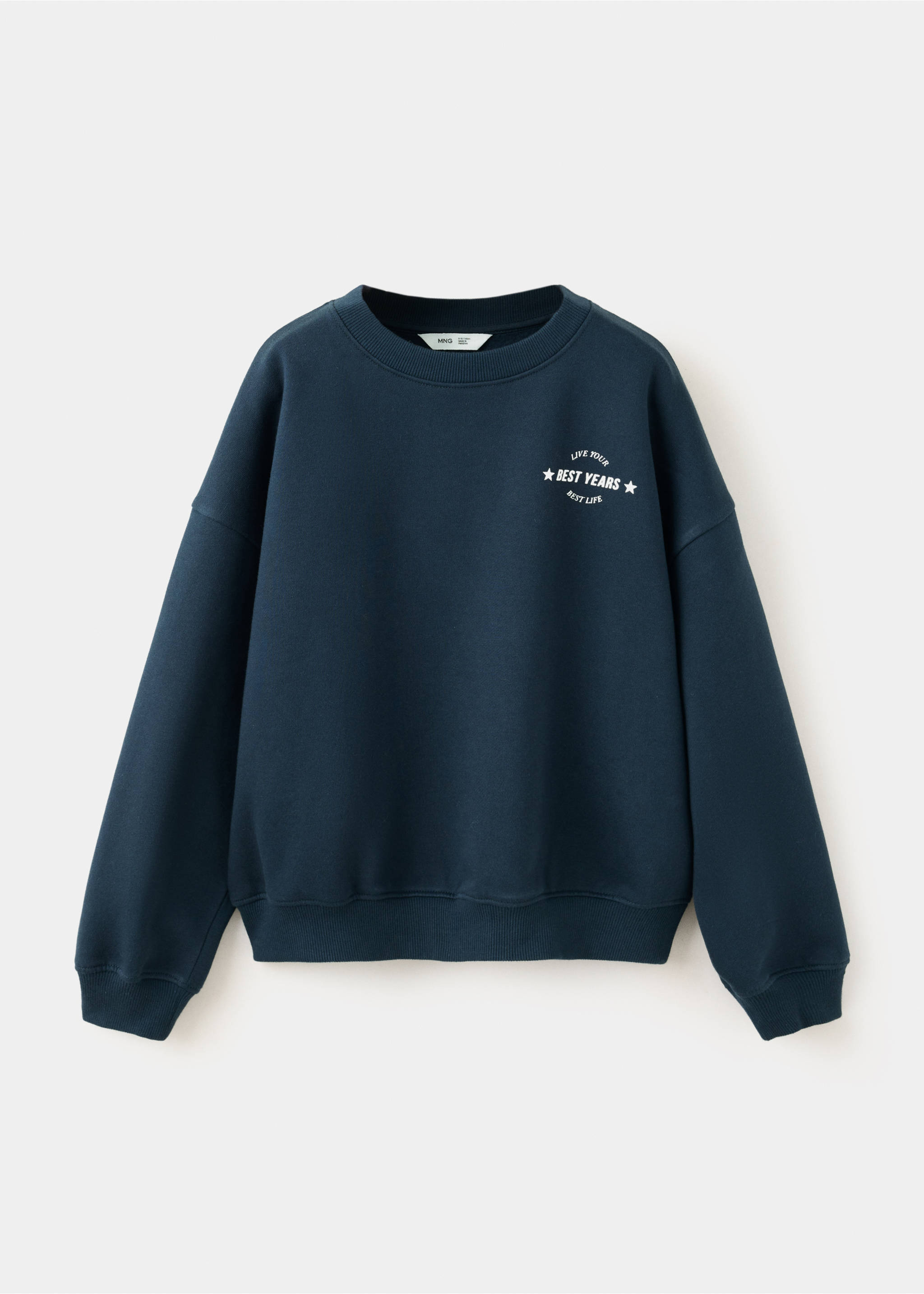 Relaxed sweatshirt with print detail - Article without model, Navy. Ref: 37044446-00.