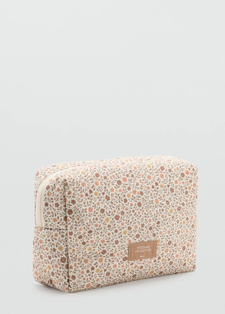 Floral-print cosmetic bag — Off White