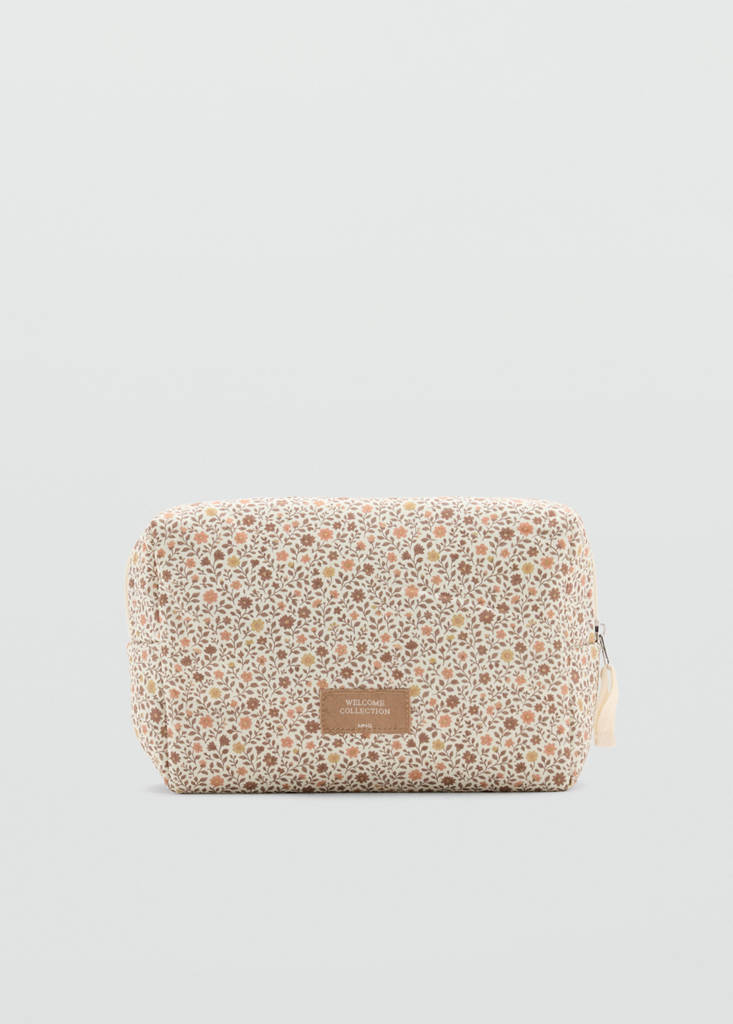 Floral-print cosmetic bag — Off White