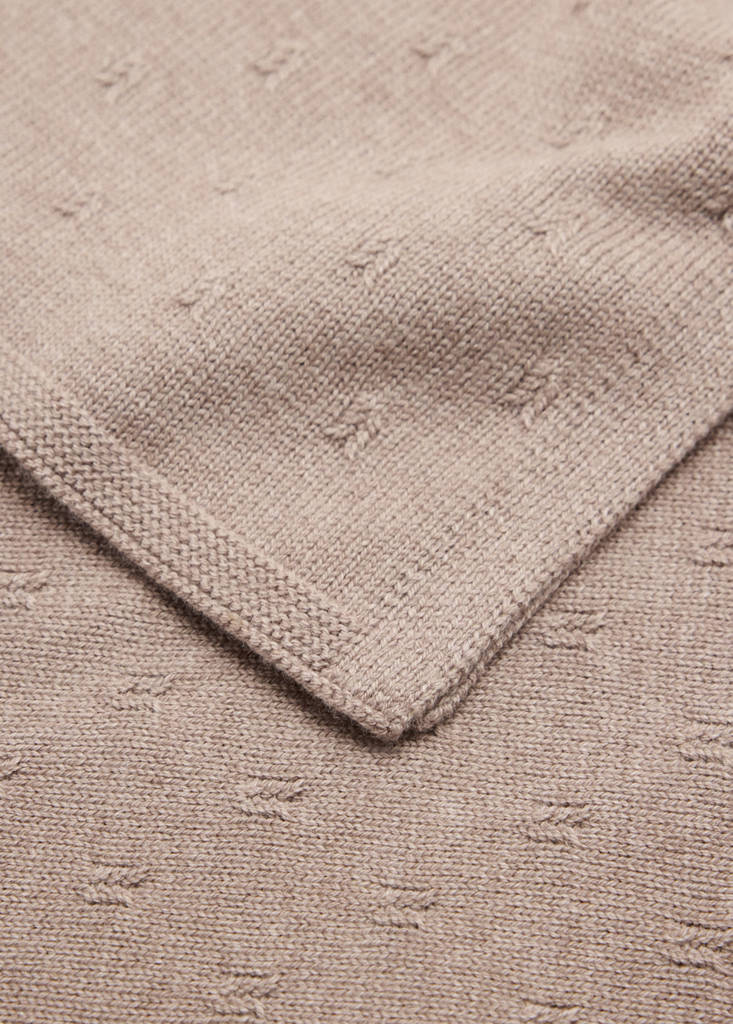 Knitted swaddle with openwork details — Medium Brown