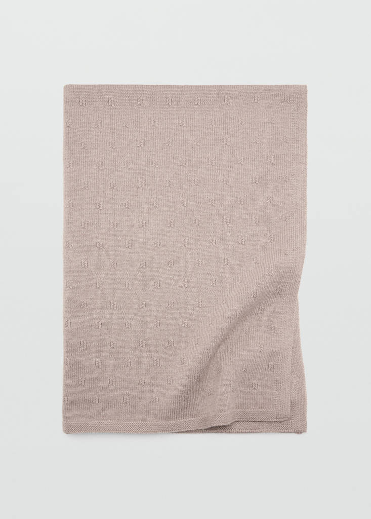 Knitted swaddle with openwork details — Medium Brown