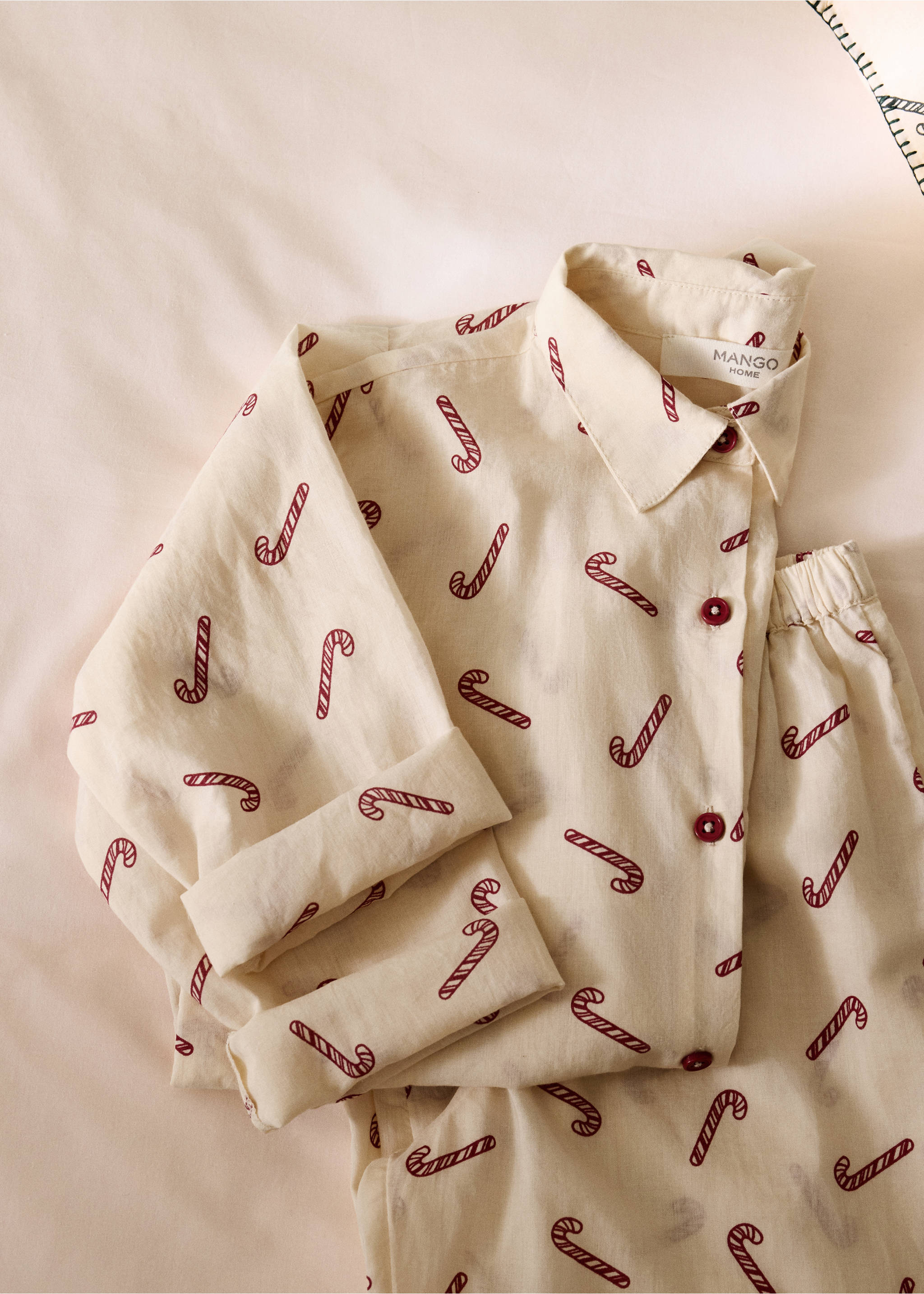 Printed cotton pyjama shirt - General plane, Off White. Ref: 37044452-00.