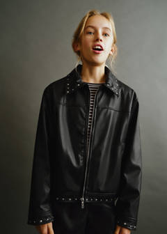 Studded faux leather jacket — Black 1