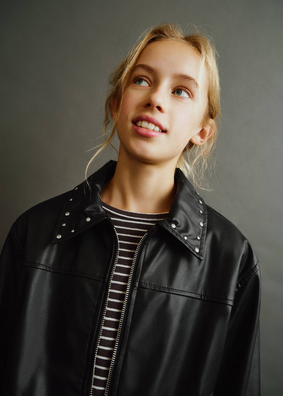 Studded faux leather jacket — Black
