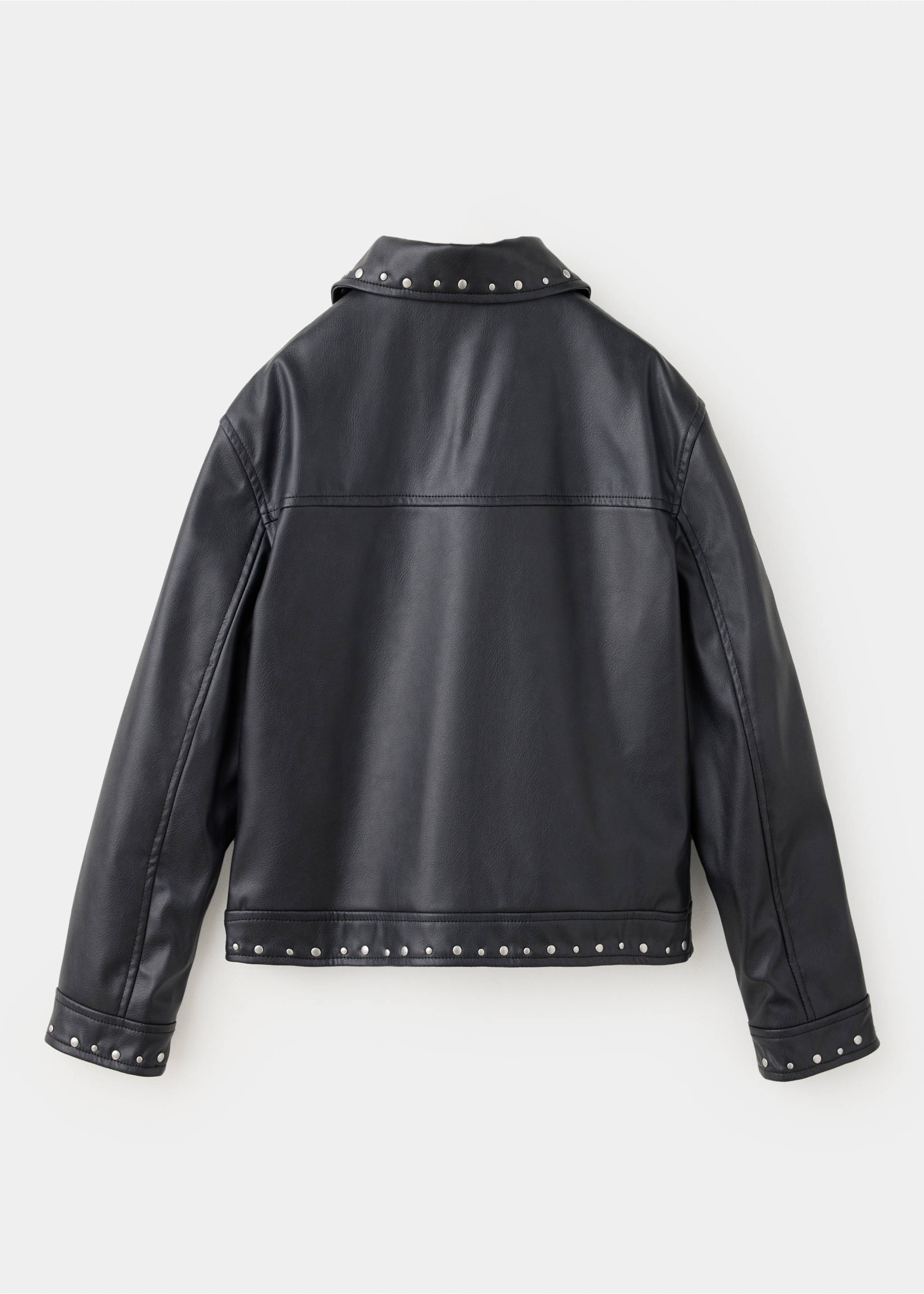 Veste effet cuir à clous - Verso de l’article, Noir. Ref: 37044455-00.