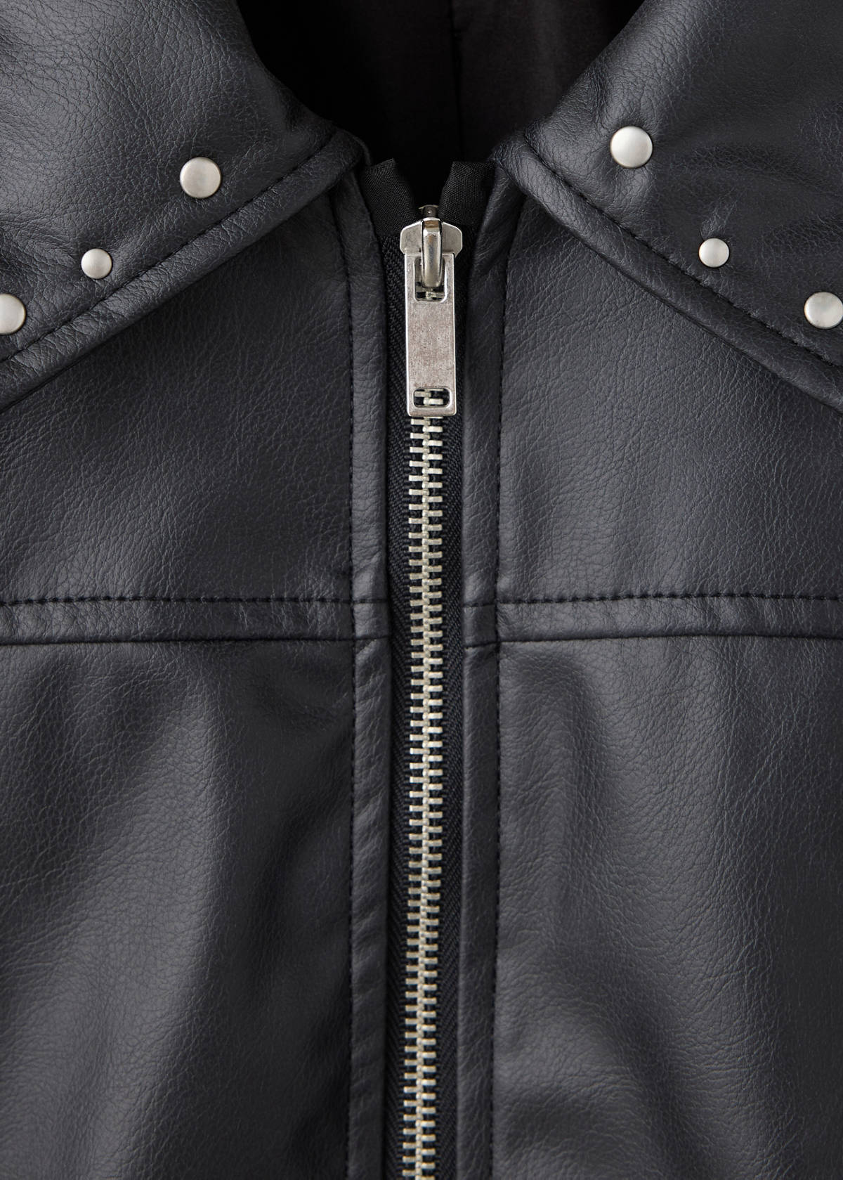 Studded faux leather jacket — Black