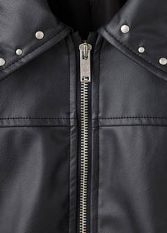 Studded faux leather jacket — Black 4