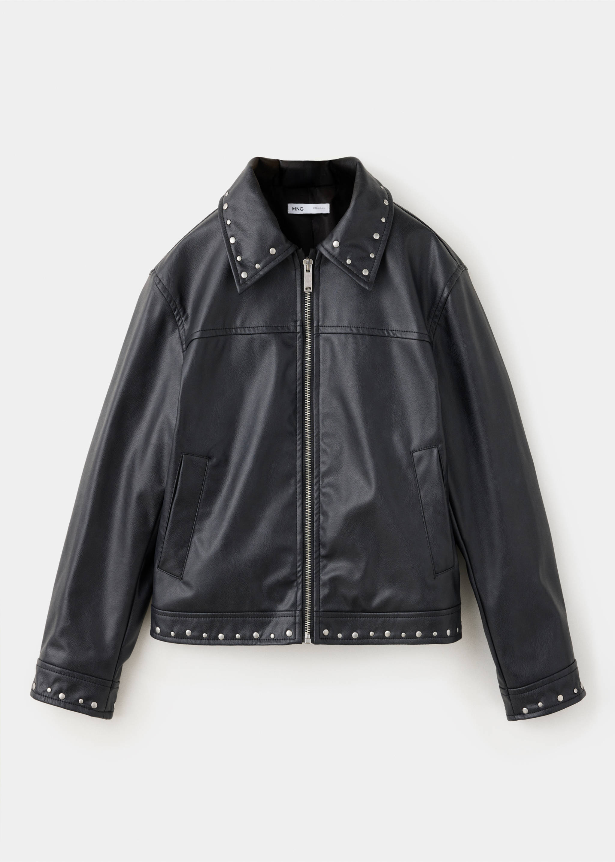 Veste effet cuir à clous - Article sans modèle, Noir. Ref: 37044455-00.