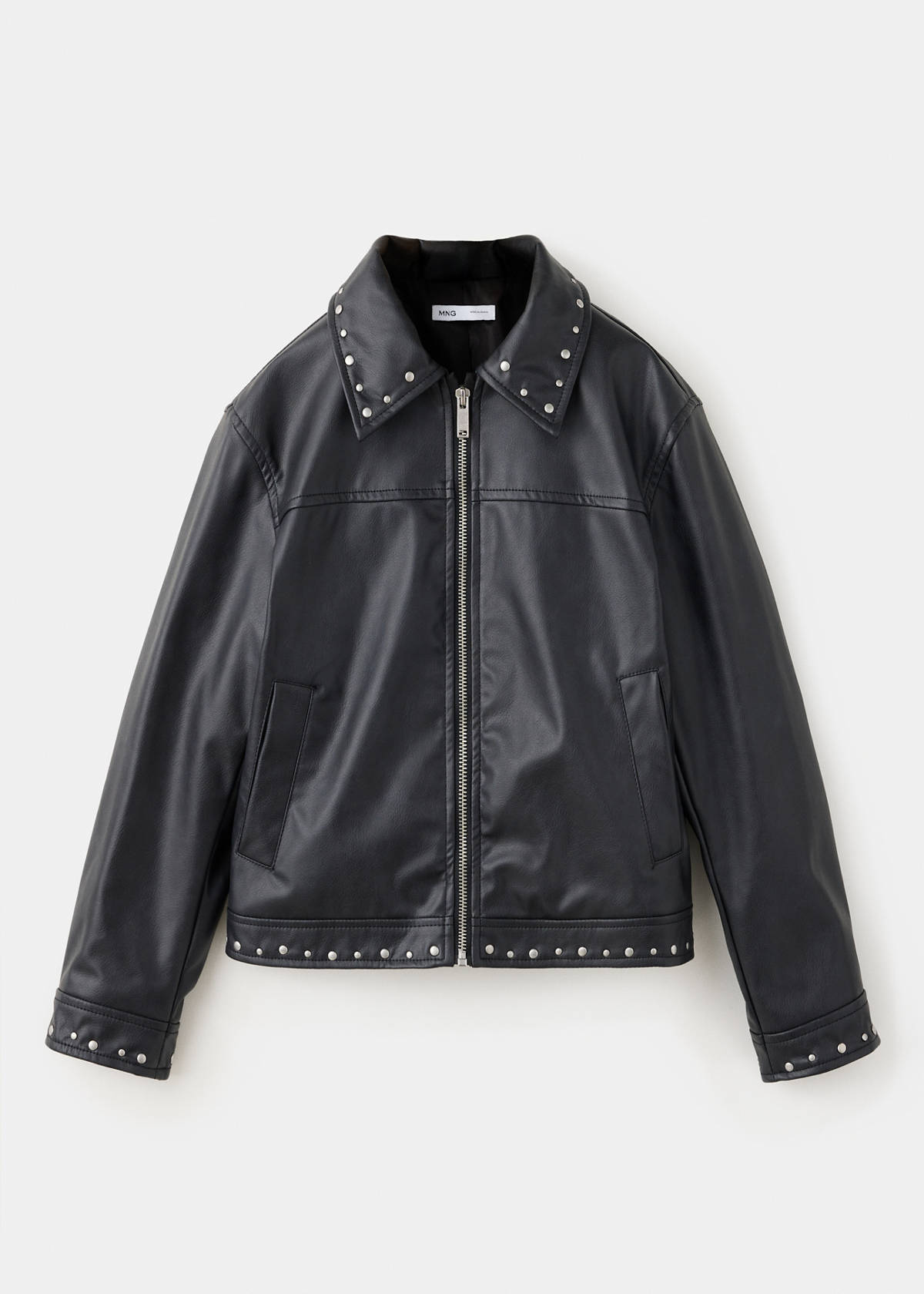 Studded faux leather jacket — Black