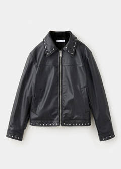 Studded faux leather jacket — Black 2