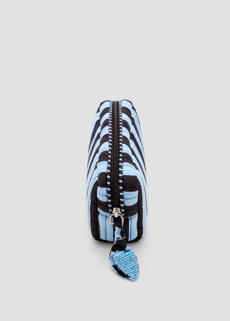 Striped cotton toiletry bag — Blue