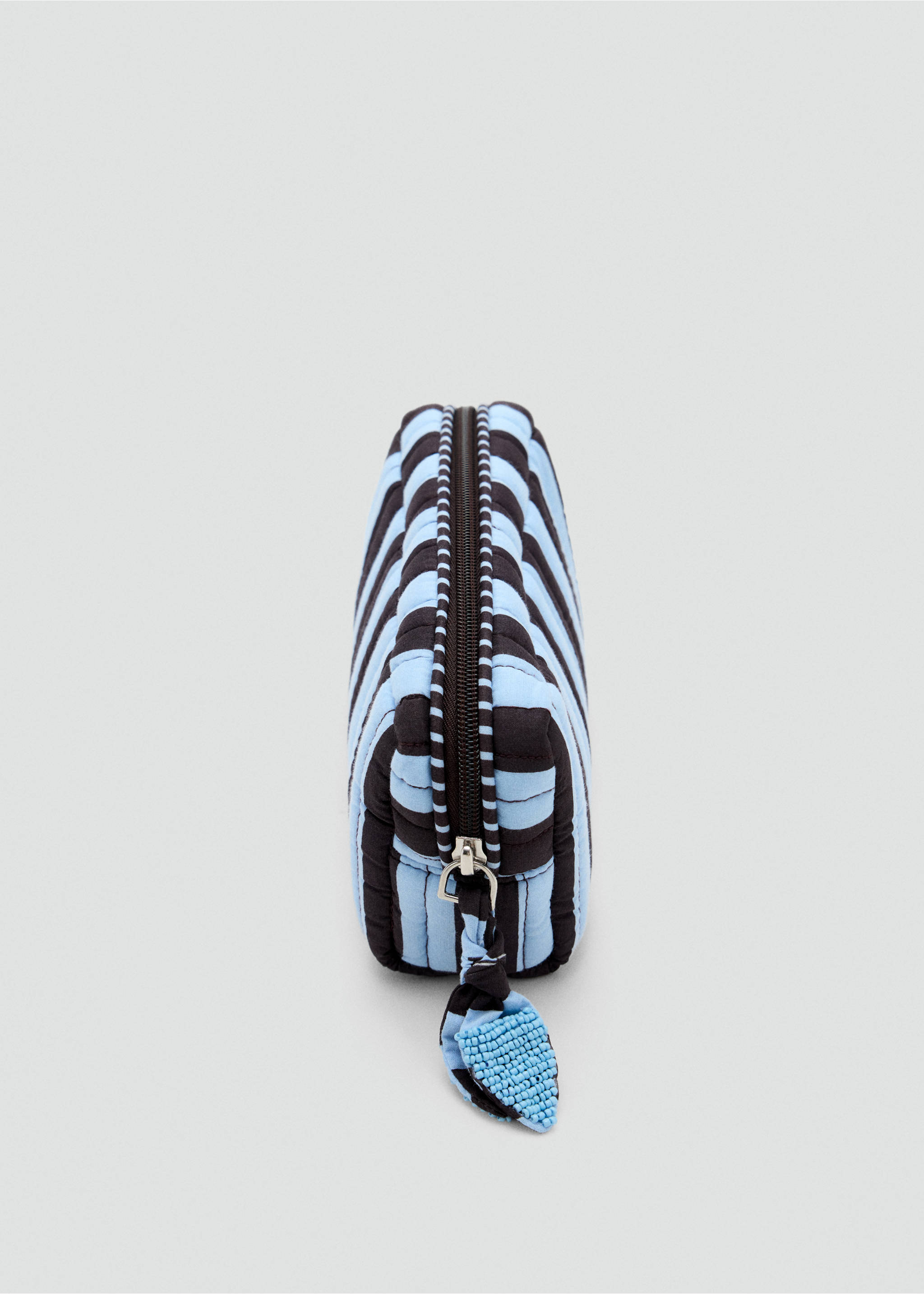 Striped cotton toiletry bag - Details of the article 1, Blue. Ref: 37044461-00.