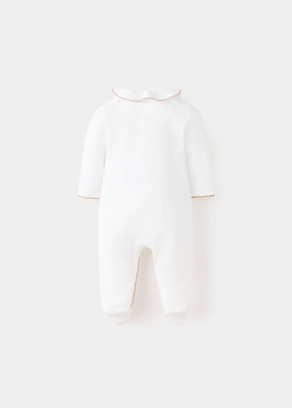 Contrast trim pyjama onesie — Off White