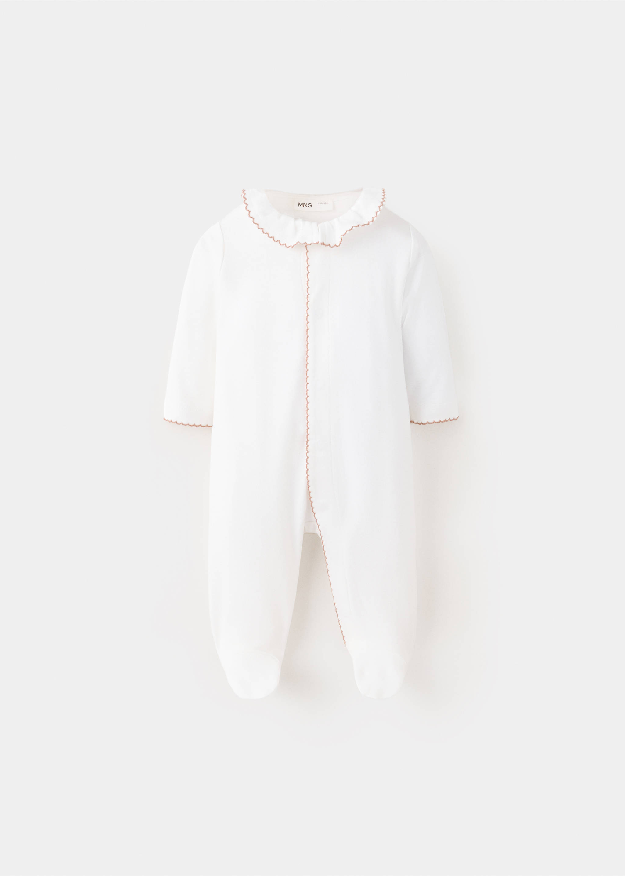 Contrast trim pyjama onesie - Article without model, Off White. Ref: 37044462-00.