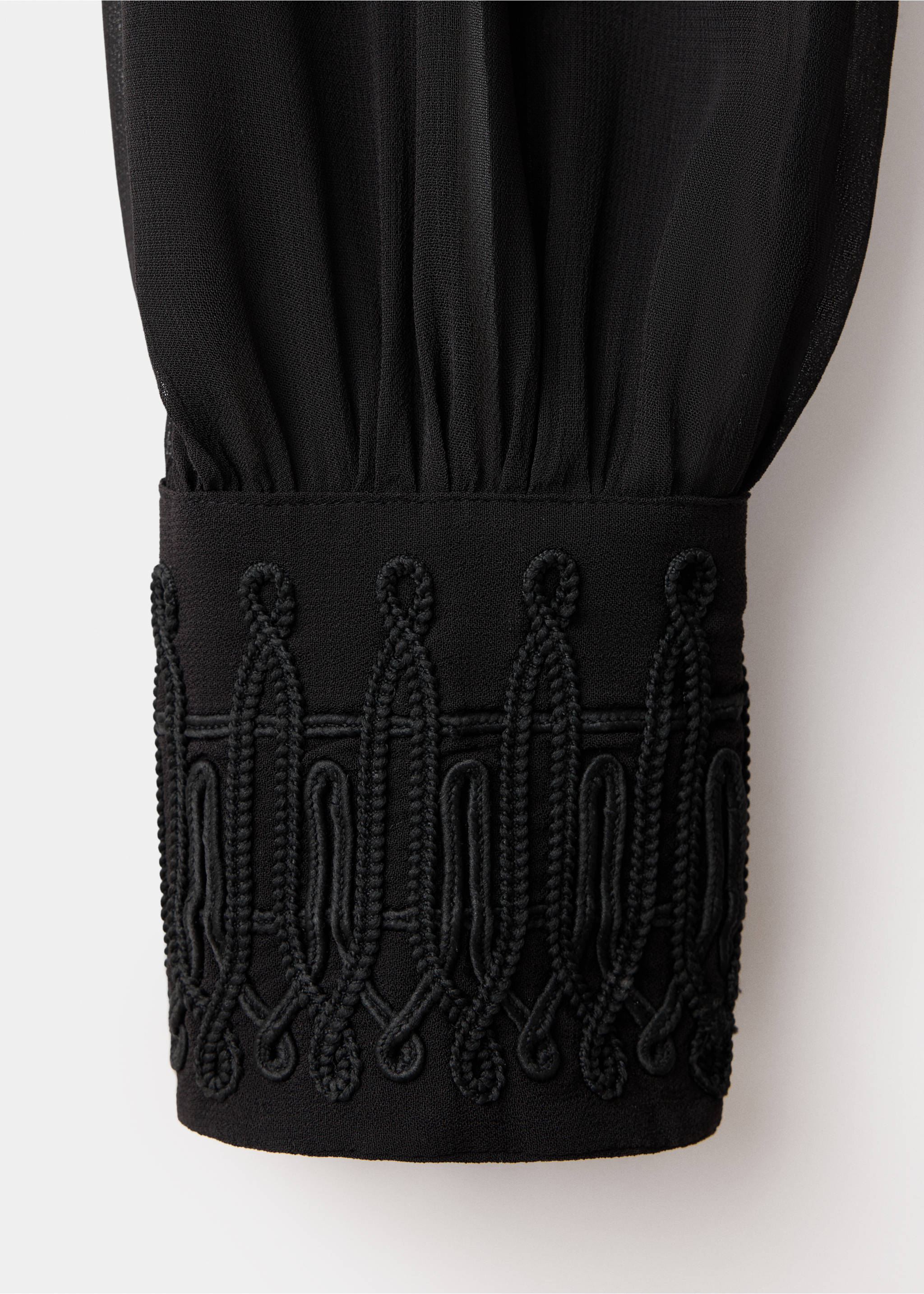Chiffon blouse with frog closures - Details of the article 0, Black. Ref: 37044464-00.