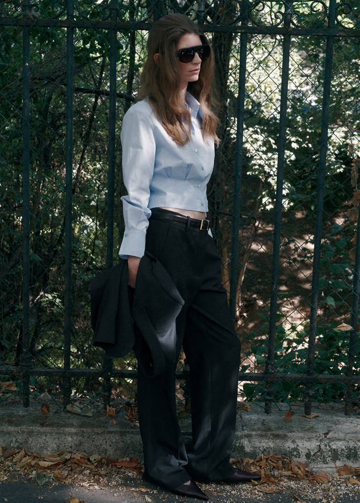 Koszula crop z zaszewkami błękitny - Kobieta - XL - MANGO