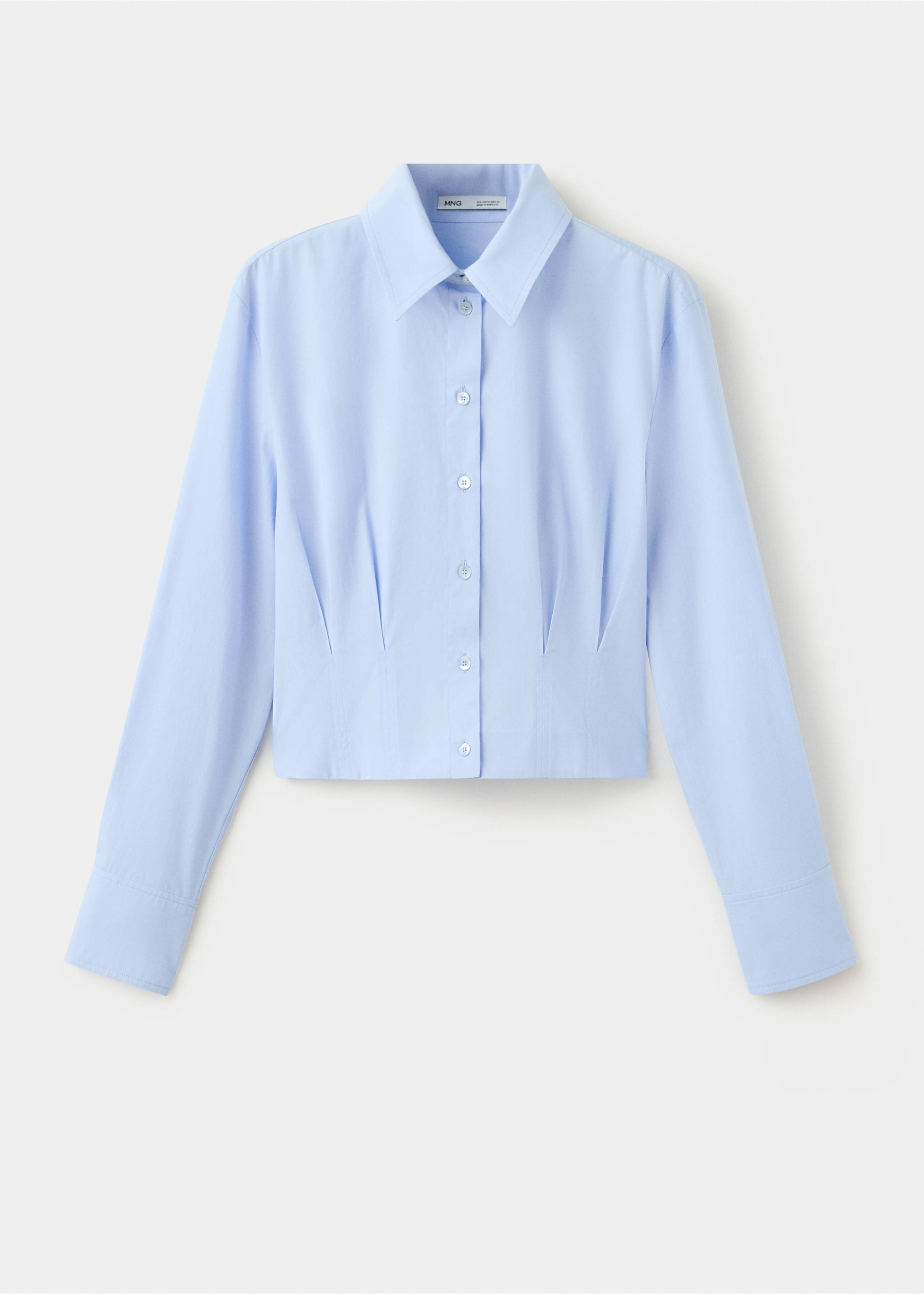 Pleated cotton shirt - Article without model, Sky Blue. Ref: 37044466-00.