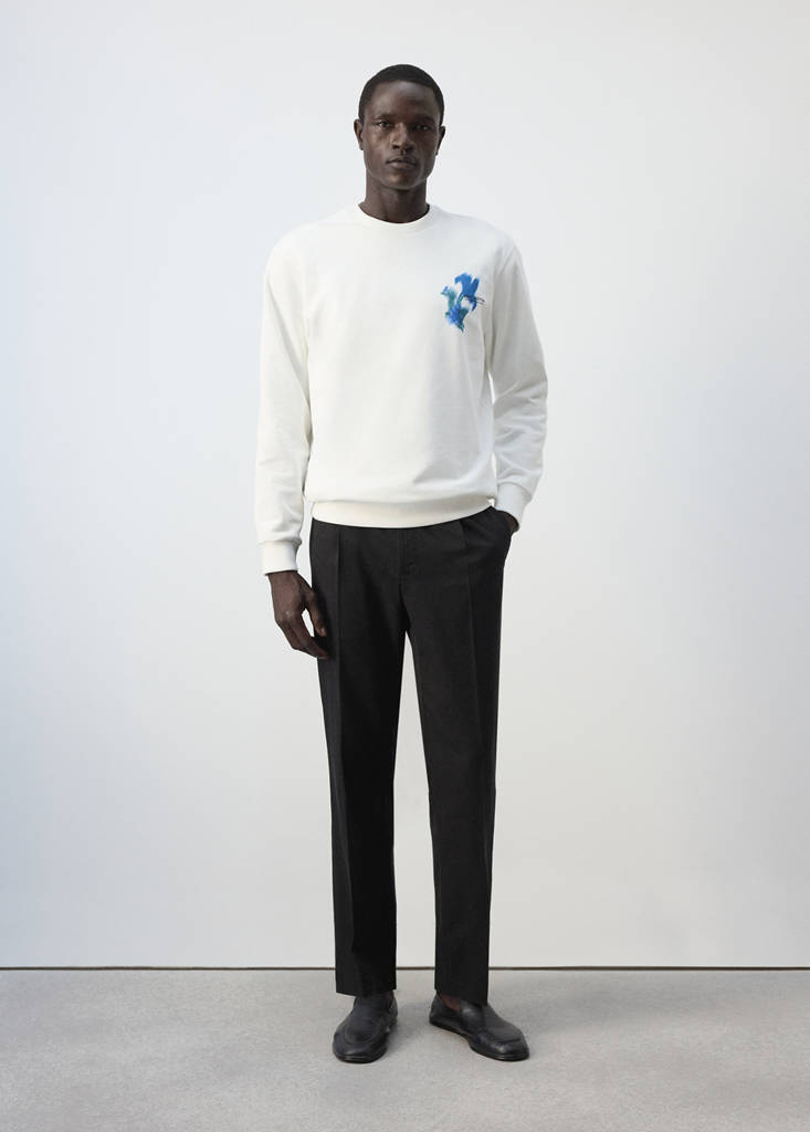 Printed 100% cotton sweatshirt — White