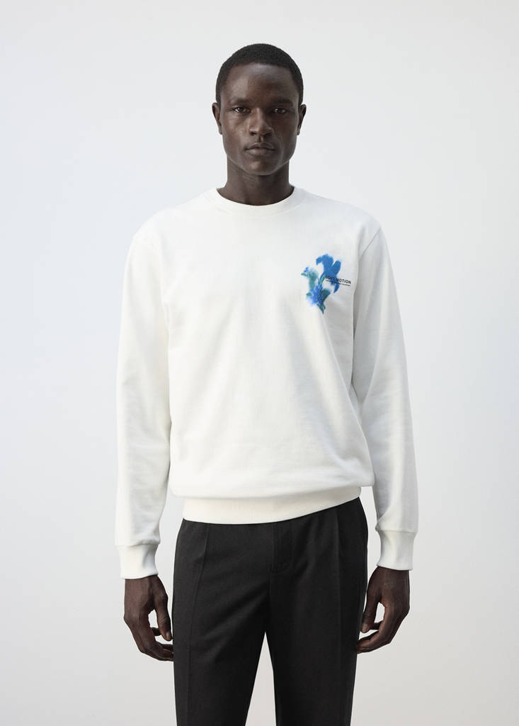 Printed 100% cotton sweatshirt — White
