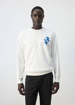 Printed 100% cotton sweatshirt — White 1