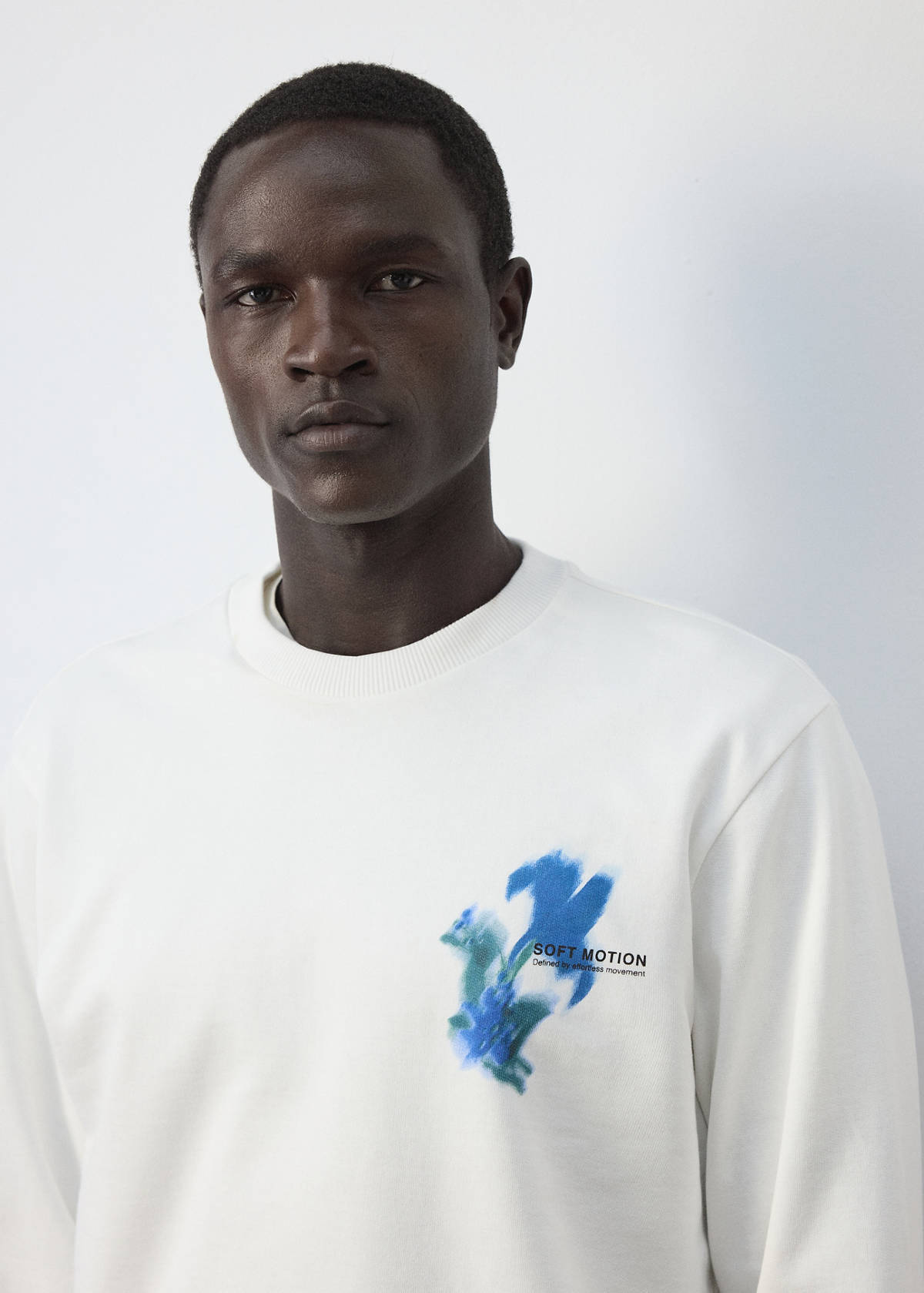 Printed 100% cotton sweatshirt — White