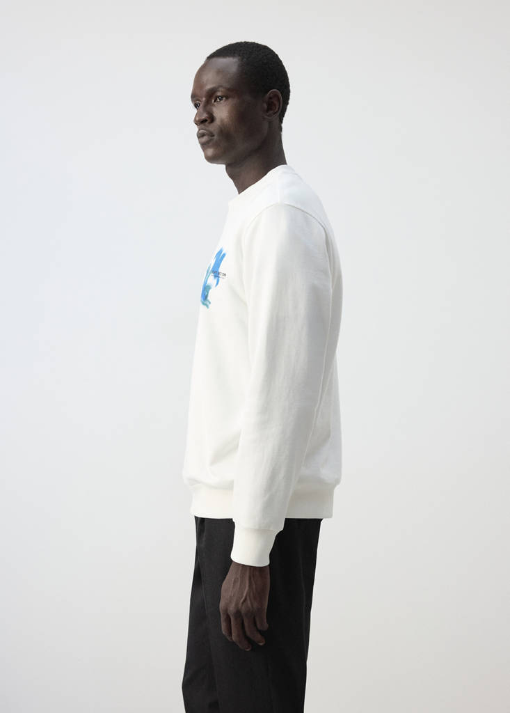 Printed 100% cotton sweatshirt — White