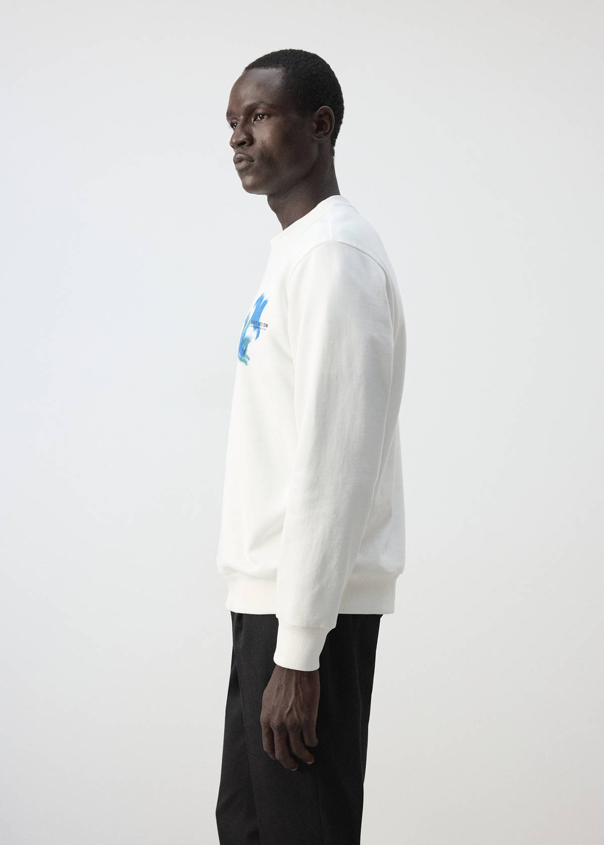 Printed 100% cotton sweatshirt — White
