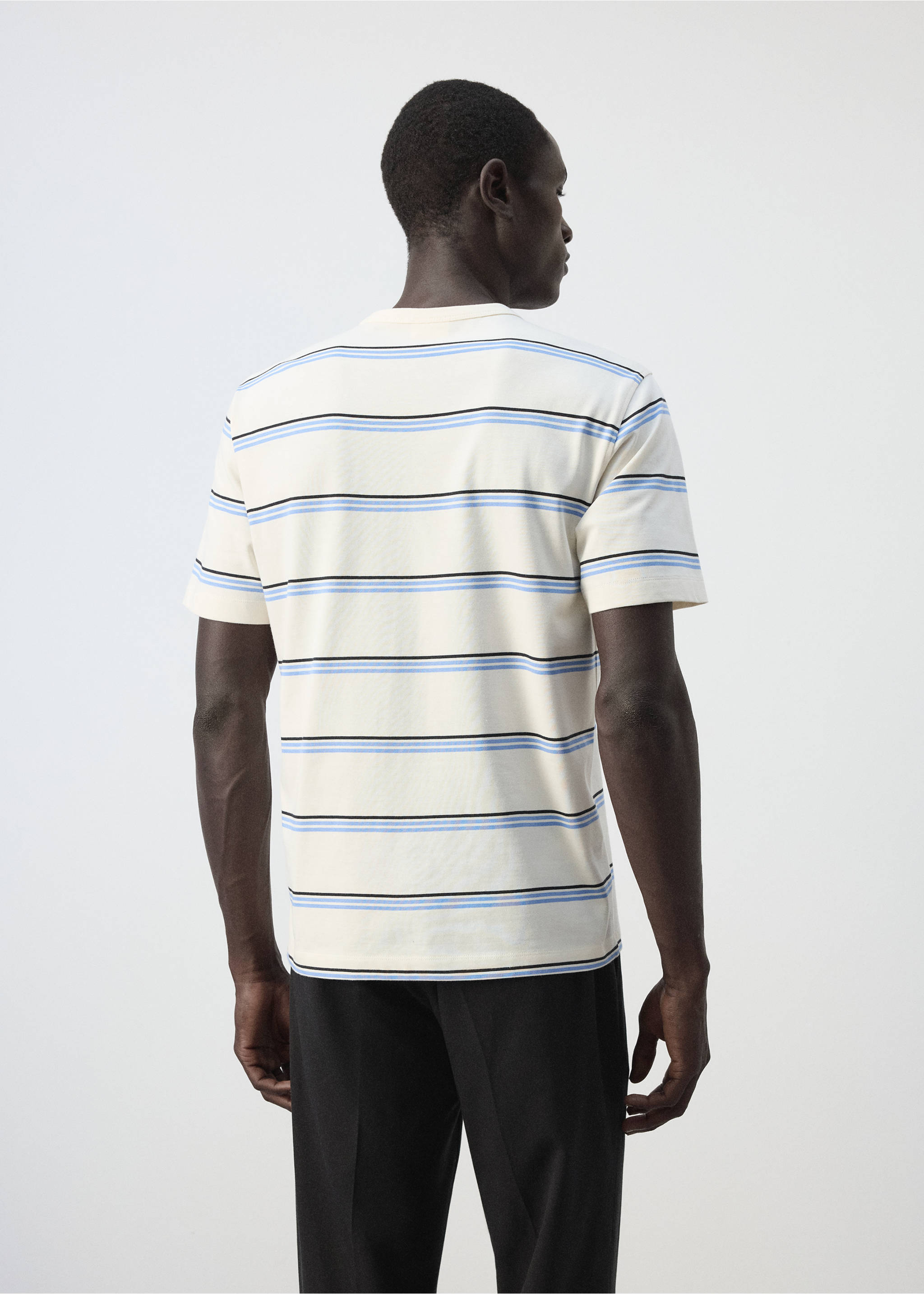 Gestreiftes T-Shirt aus 100 % Baumwolle - Rückseite des Artikels, Ecru. Ref: 37044470-00.