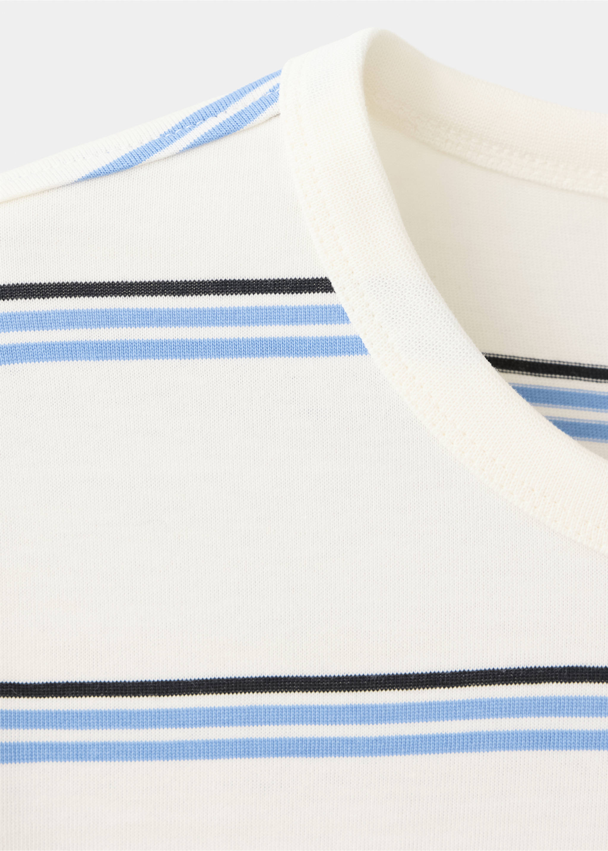 Gestreiftes T-Shirt aus 100 % Baumwolle - Detail des Artikels 8, Ecru. Ref: 37044470-00.