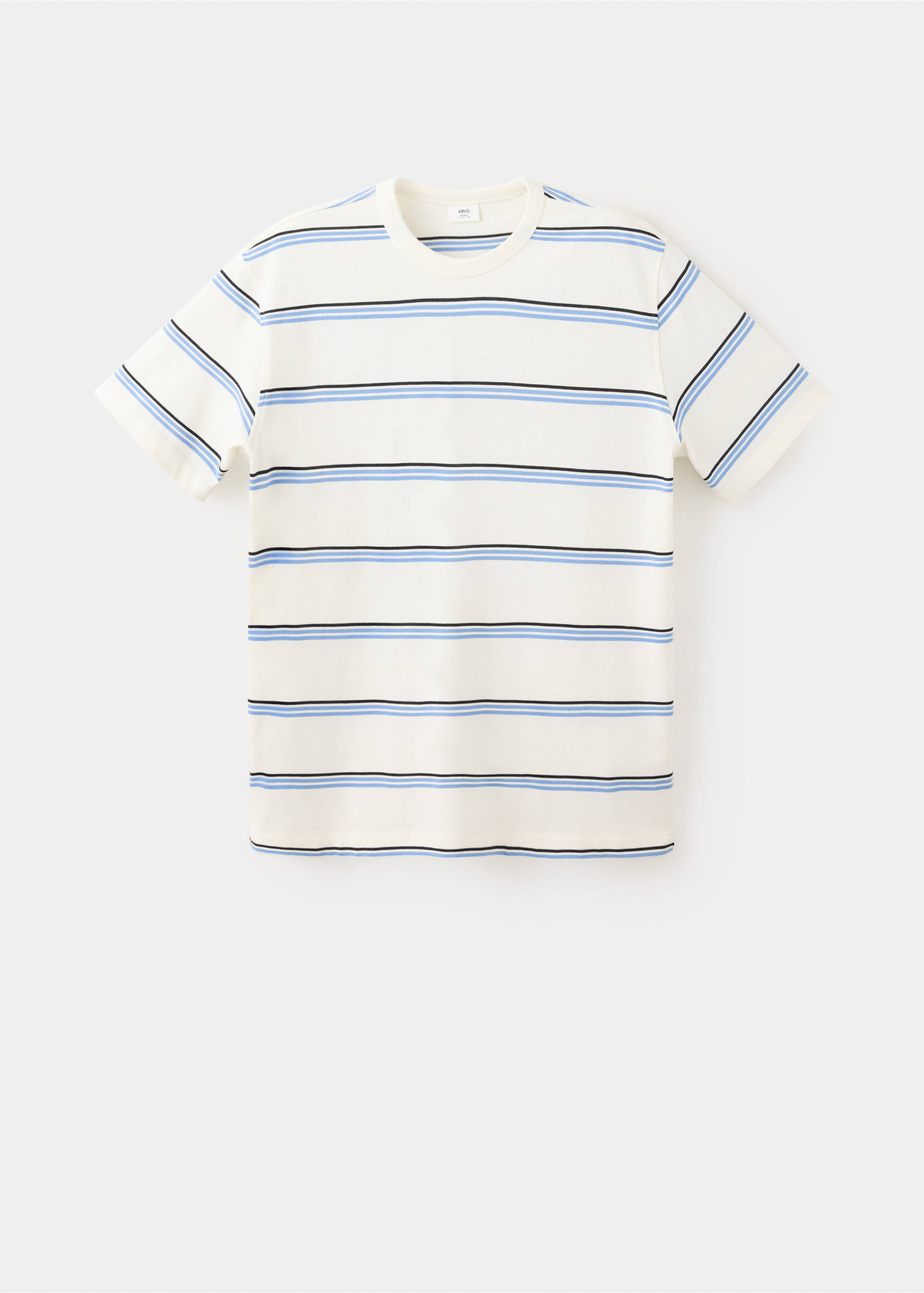 Gestreiftes T-Shirt aus 100 % Baumwolle - Artikel ohne Model, Ecru. Ref: 37044470-00.