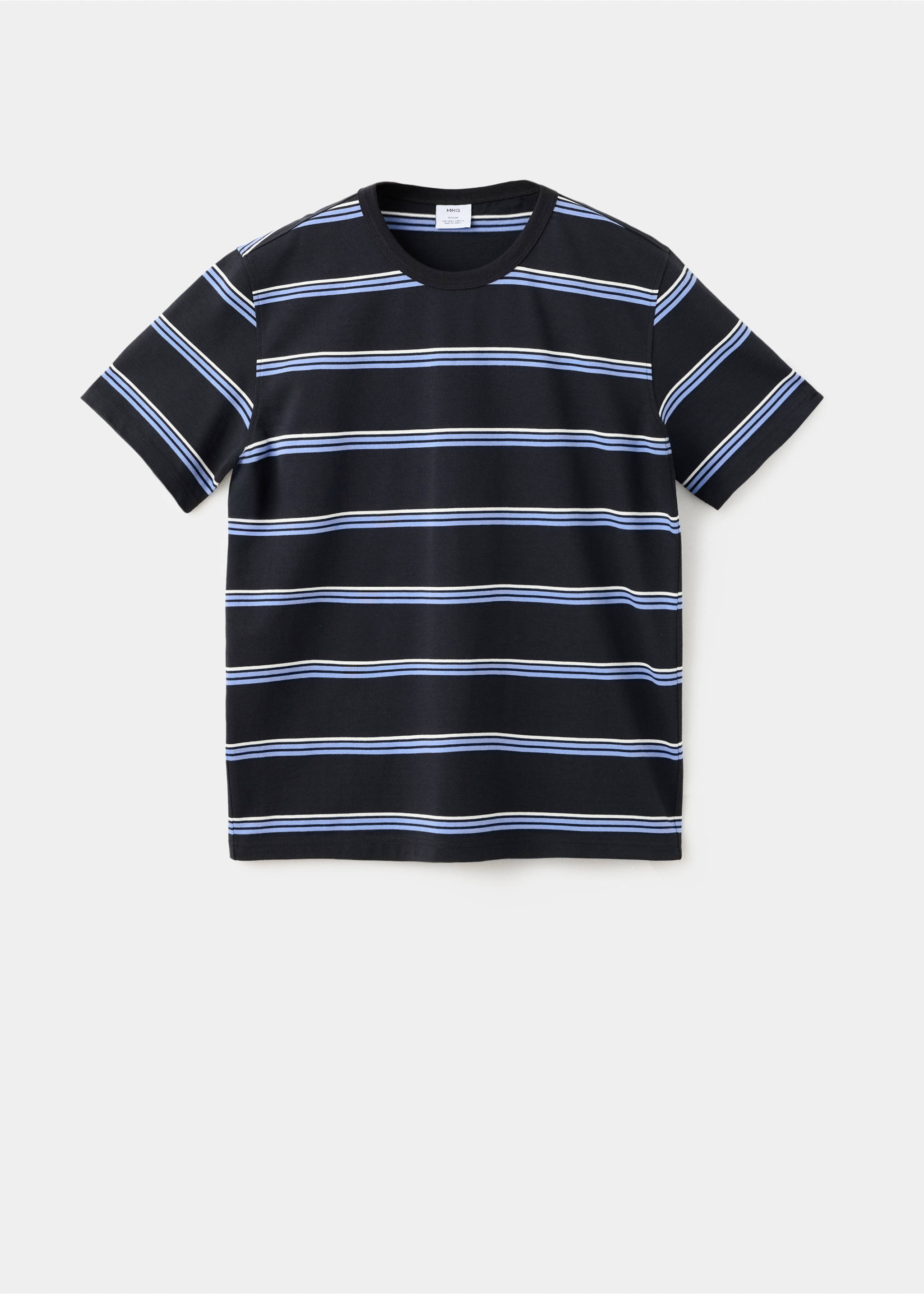 Gestreiftes T-Shirt aus 100 % Baumwolle - Artikel ohne Model, Schwarz. Ref: 37044470-00.