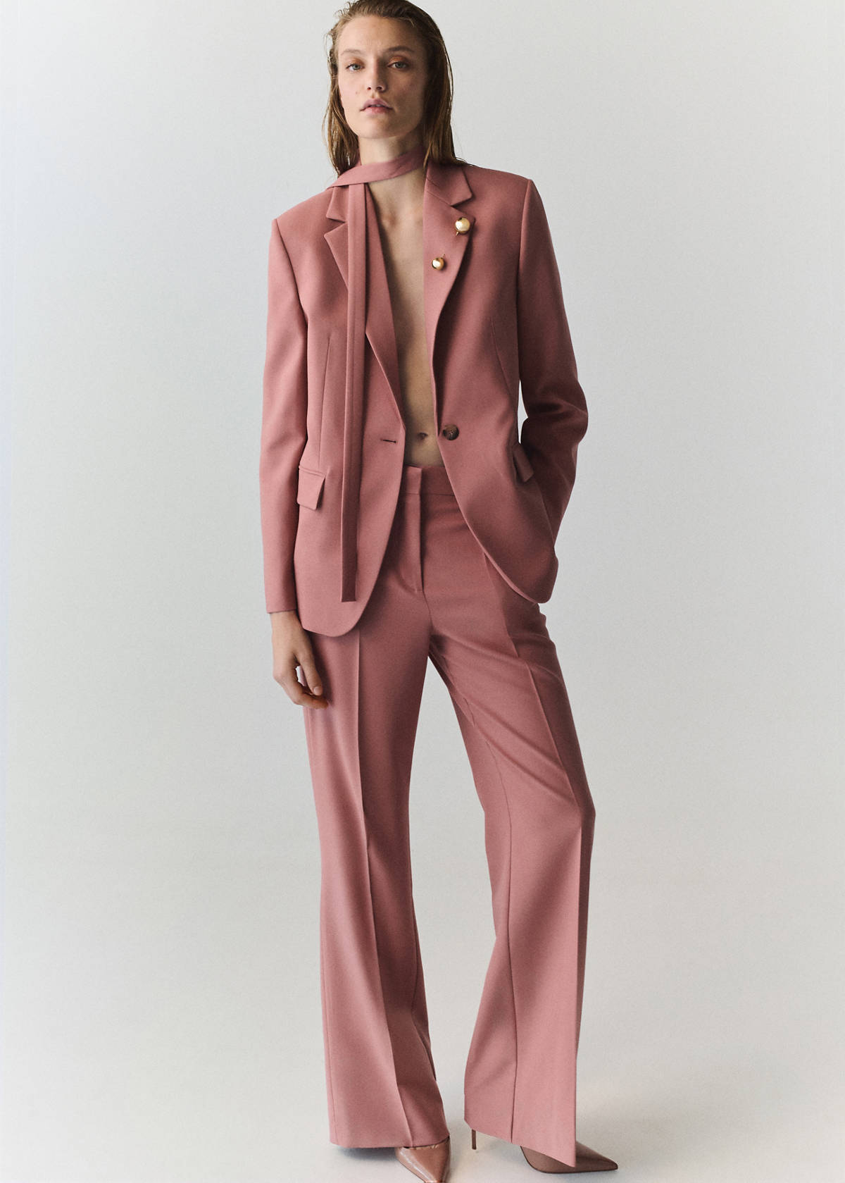 Straight-fit suit trousers — Pink