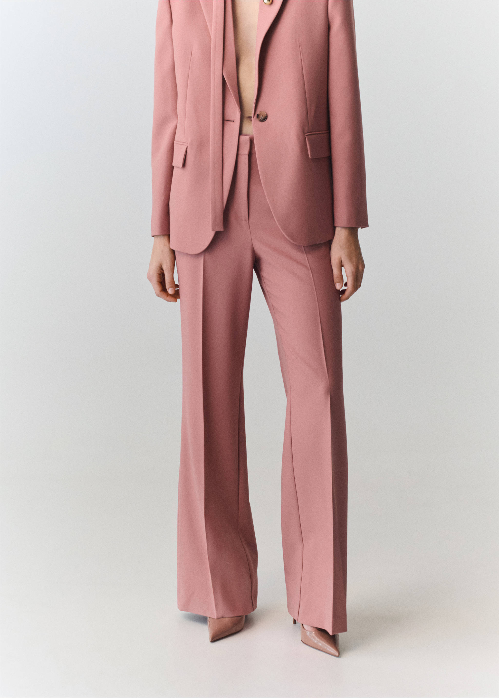 Straight-fit suit trousers - Medium plane, Pink. Ref: 37044472-00.
