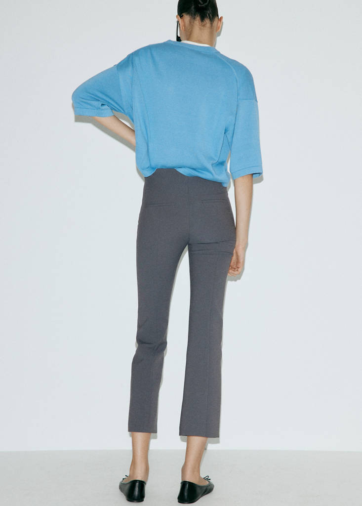 Straight-leg trousers with seam detail — Charcoal