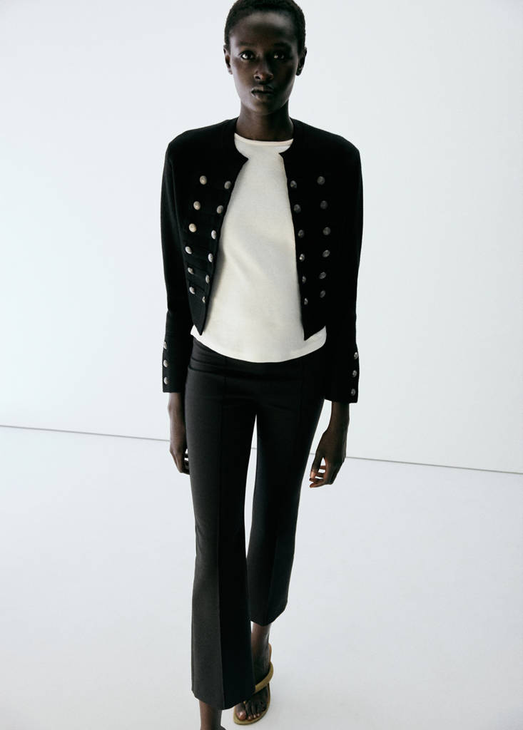 Straight-leg trousers with seam detail — Black