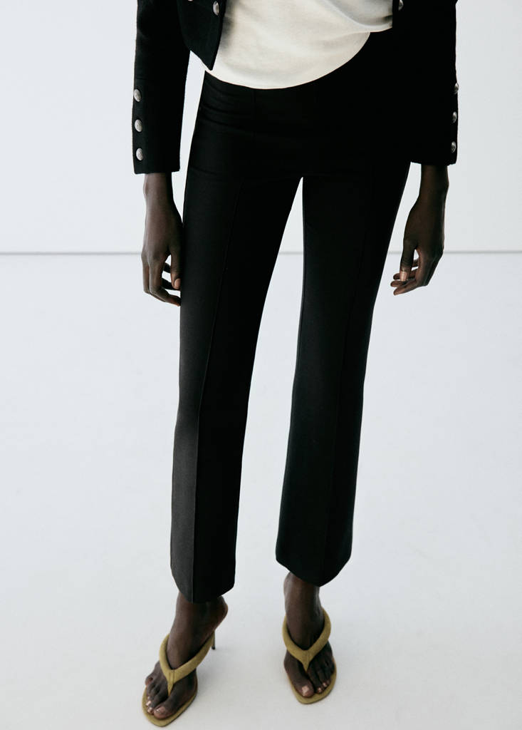 Straight-leg trousers with seam detail — Black