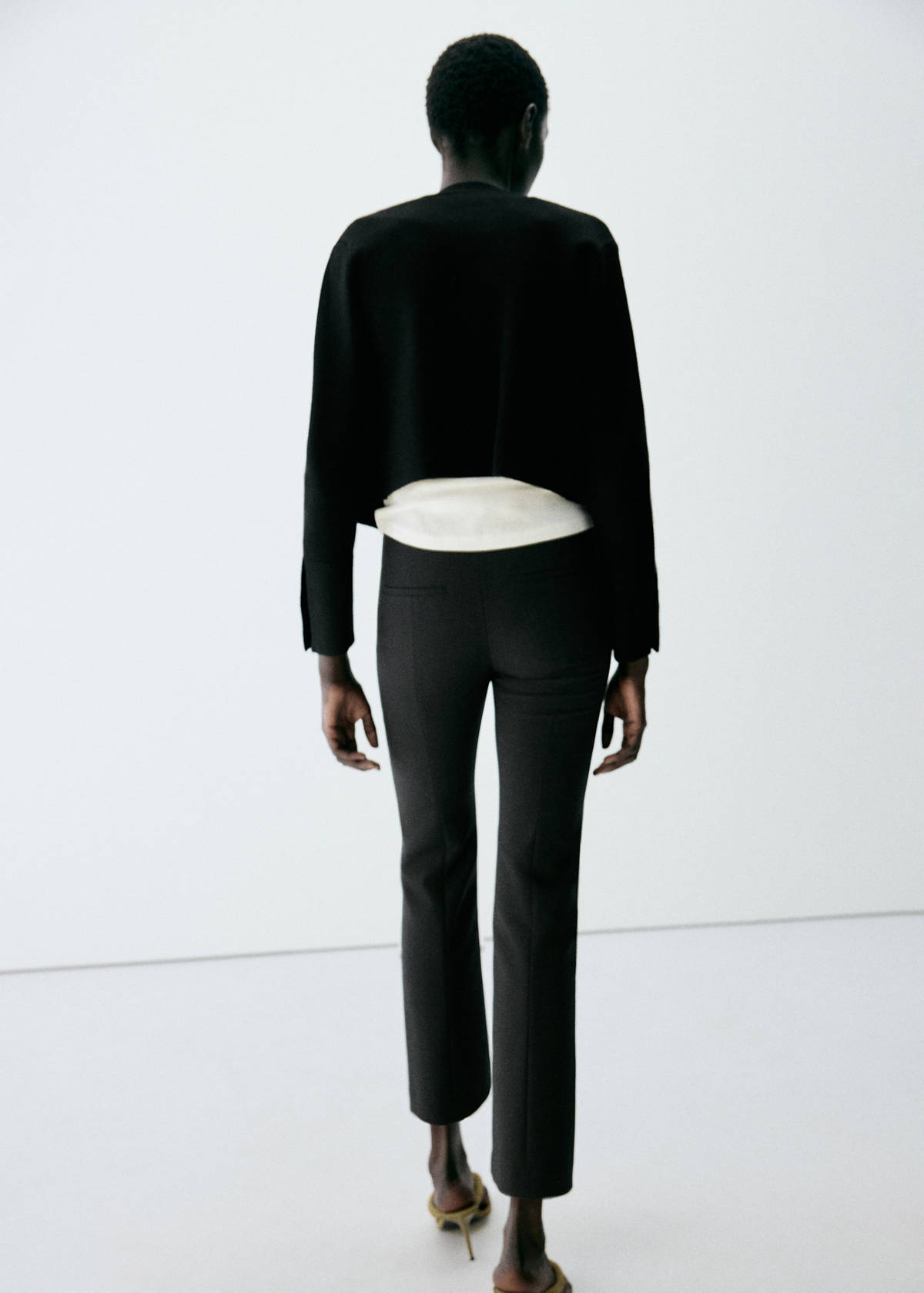 Straight-leg trousers with seam detail — Black