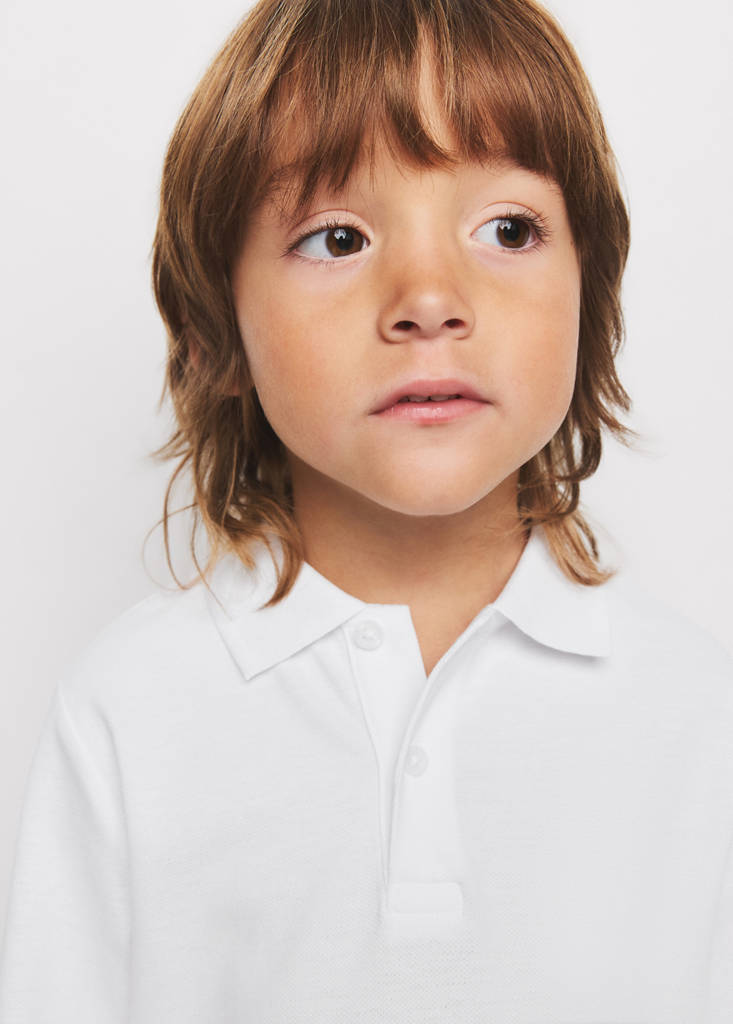 Long sleeves cotton polo — White
