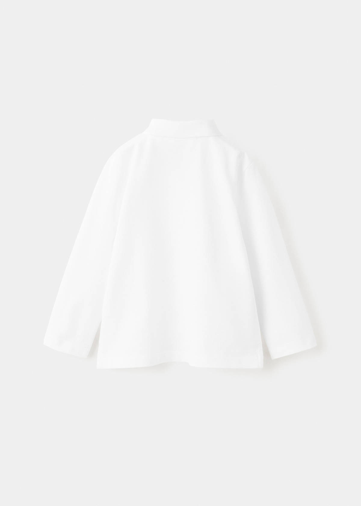 Long sleeves cotton polo — White