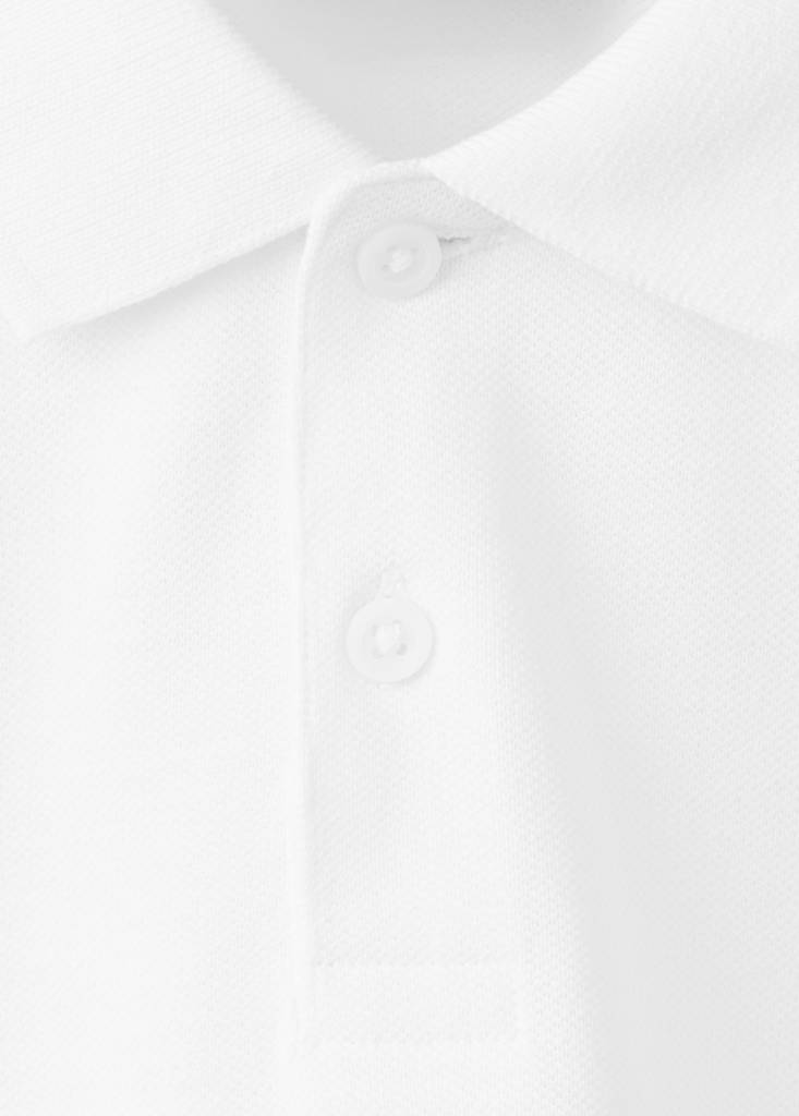 Long sleeves cotton polo — White